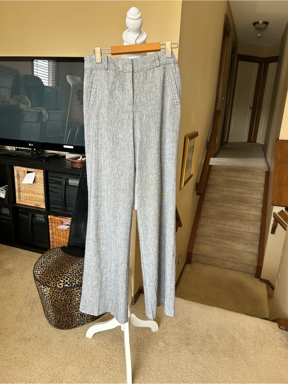 long tall sally Light Gray Wide-Leg Linen Blend Dress Trousers